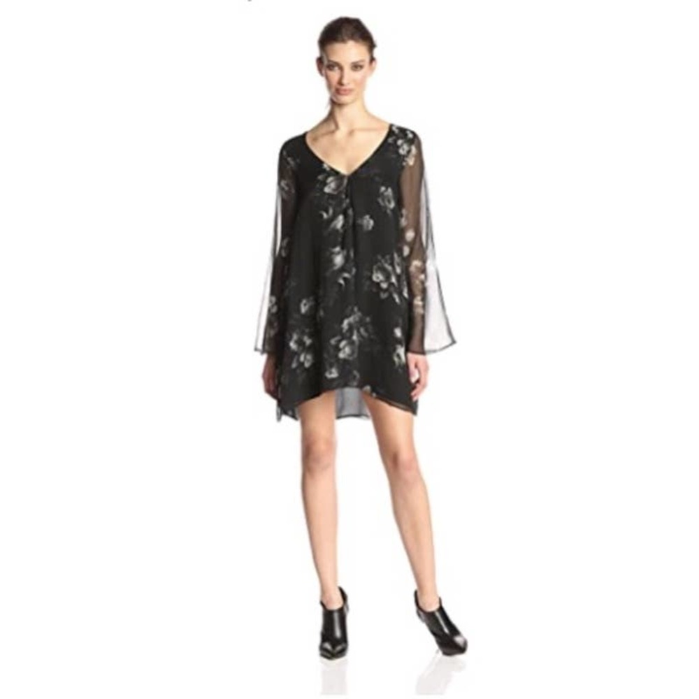 Chaser Women's English Roses Open-Back 100% Silk Mini Dress ~ Size Small